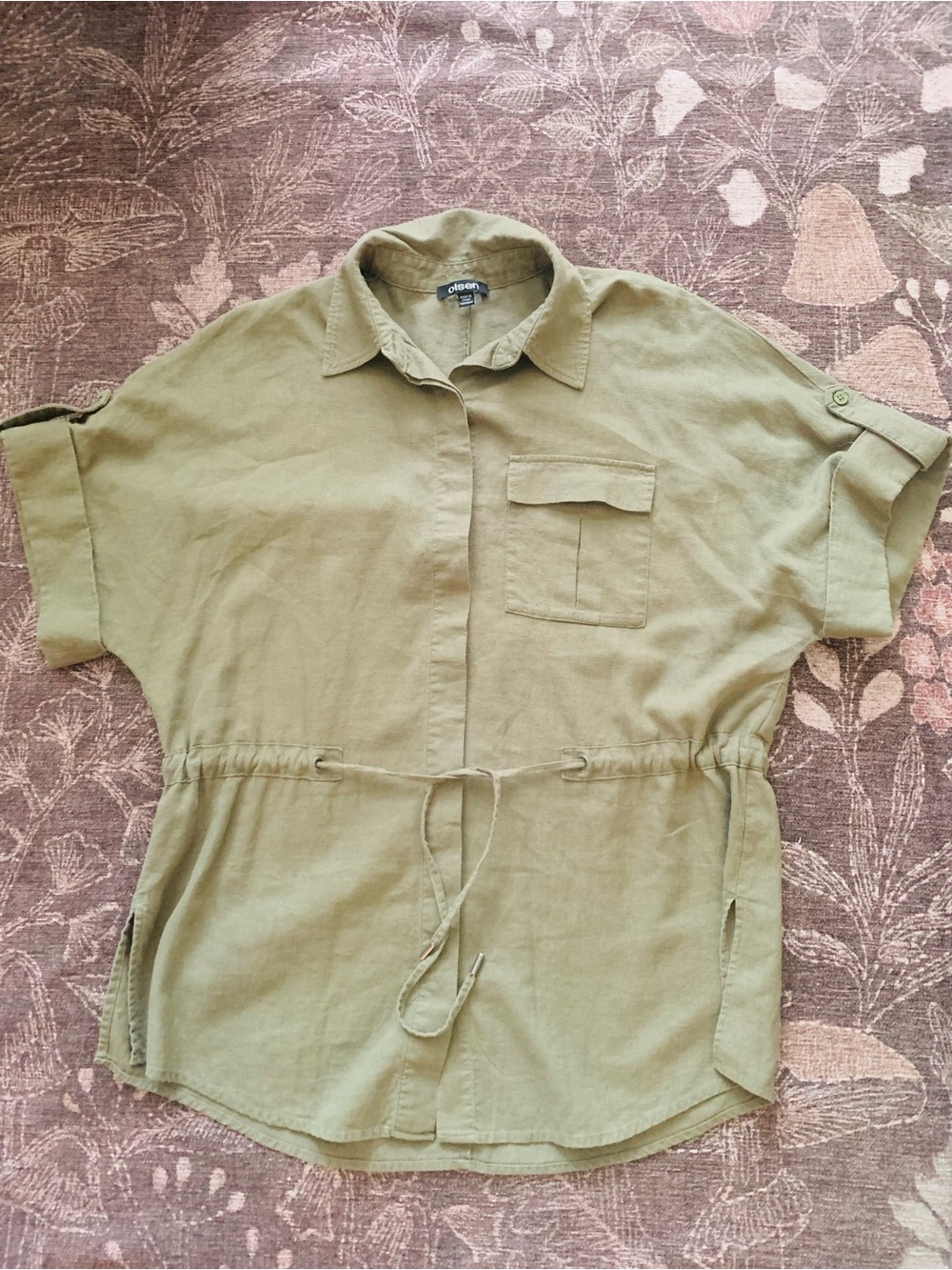 Olsen Linen Shirt Jacket – Olive Green